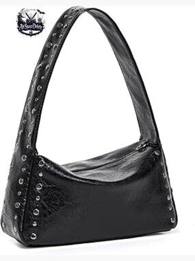 Studded Vegan Leather Shoulder Bag Y2K Style Small Handbag